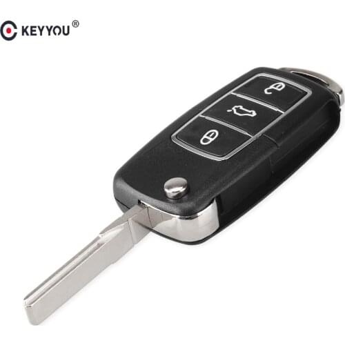 KEYYOU Replacement Car Key Shell For VW VOLKSWAGEN Jetta Beetle Passat 3 Button Flip Remote Key Shell Fob Case Blank HAA Blade