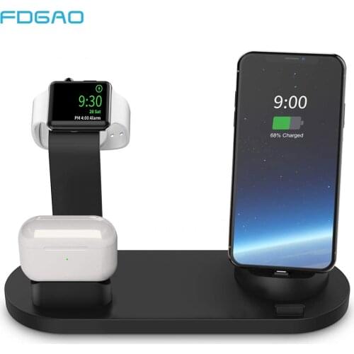FDGAO 3 in 1 Charging Stand For iPhone 12 11 X XR XS 8 7 Plus USB Charger Dock Station Base For Apple Watch 6 5 4 3 2 1 AirPods