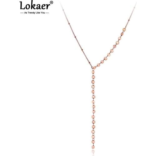 Lokaer Original Design Titanium Stainless Steel Charm Choker Necklaces Bohemia Chain & Link Pendant Necklace For Women N20012