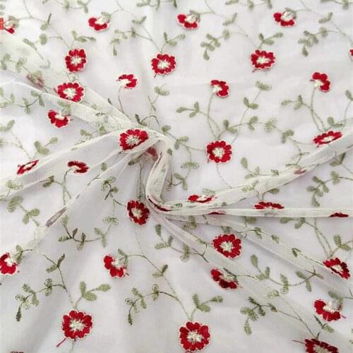 1 Yard Peach Floral Overlay Embroidery Mesh Lace Fabric for DIY Sewing Boho Wedding Gown Prom Bridal Dress Party Spring Dress