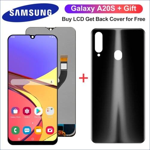 100% Original For Samsung Galaxy A20S LCD with frame Touch Screen Digitizer For A20S A207 A207F A2070 Display with Back Cover