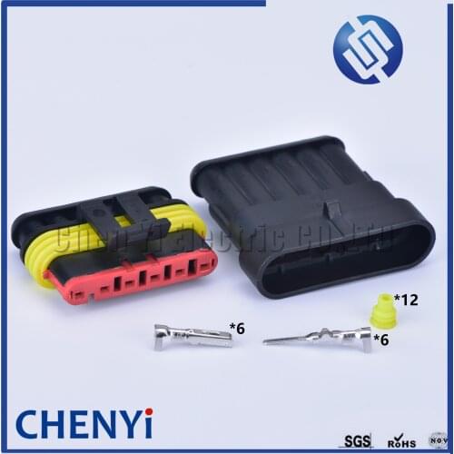 2 sets 6 Pin TE Tyco AMP Male Female auto wire waterproof Connector superseal 1.5 mm Series Plug 282090-1 282108-1