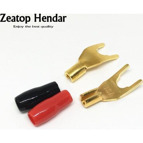 20pcs Gold Plated Solderless Speaker Cable Banana Y Spade Terminal Plug Connector
