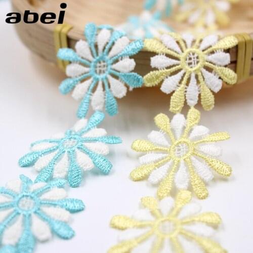 3.5cm 2 yards/lot Cotton Lace Trims polyester snowflake Water Soluble Lace Ribbon DIY Appliques Wedding Home Cloth Embellishment