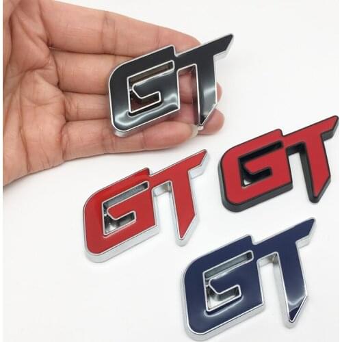 Car styling 3D Metal GT Emblem Badge Car Body Sticker For Volkswagen Honda Hyundai Kia Nissan Ford Car Accessories