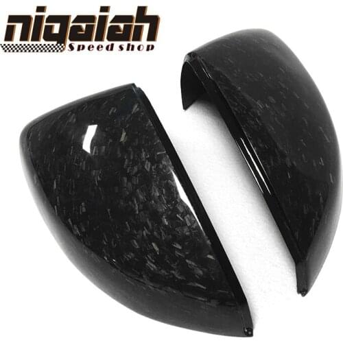For Audi A3 S3 2014 2015 2016 - UP 1:1 Replacement style Forge Carbon Fiber Rear View Mirror Cover Forge Glossy black