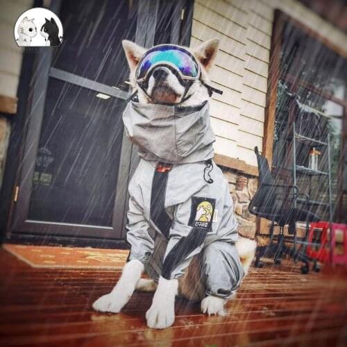 Reflective Pet Dog Raincoat for Medium Large Dogs Cool Rain Clothes Windproof Hooded Jumpsuit Rainwear Dog Outdoor Jacket Coat