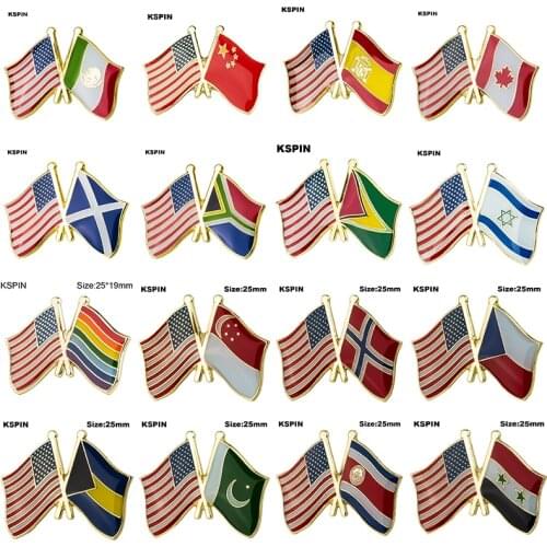 U.S.A Friendship Banner Badges Metal Pin for Clothes Rozet Makara Replica Coins