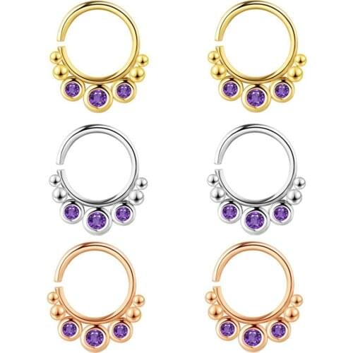 1PC Men Women Fake Crystal Nose Piercing Body Jewelry Floral Nose Hoop Nostril Nose Ring Tiny Flower Helix Cartilage Tragus Ring