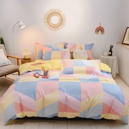 Kawaii Fashion Print Full Bed Sheet Set 100% Cotton Queen Size Comforter Sets Luxury For Women Flat Sheets With Pillow Cover
