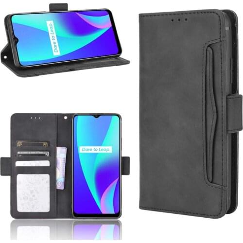 Leather Flip phone case for Oppo Realme C15 / Reno4 5G / Reno4 Pro 5G back Cover with stand Coque fundas