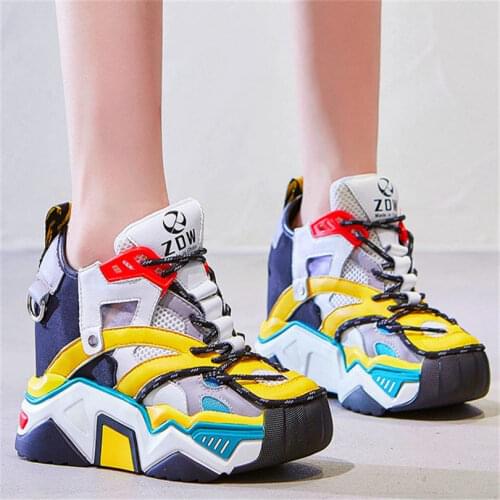 Fashion Sneakers Womens Breathable Leather Ankle Boots Platform Wedge High Heels Party Creeper Oxfords 34 35 36 37 38 39