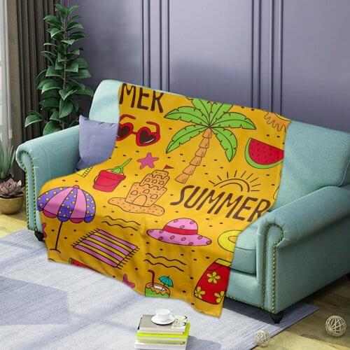 3D Anime Printed Summer Leaves Luxury Blankets Super Soft Printing Family Car and Sofa Bed throws Summer Office Quilts
