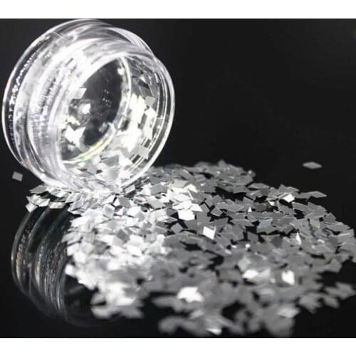 LOLEDE Silver Color Sequins Nail Art Glitter Flakes UV Gel Polish Star Heart Flower Paillette Decor Tools Trapezoidal