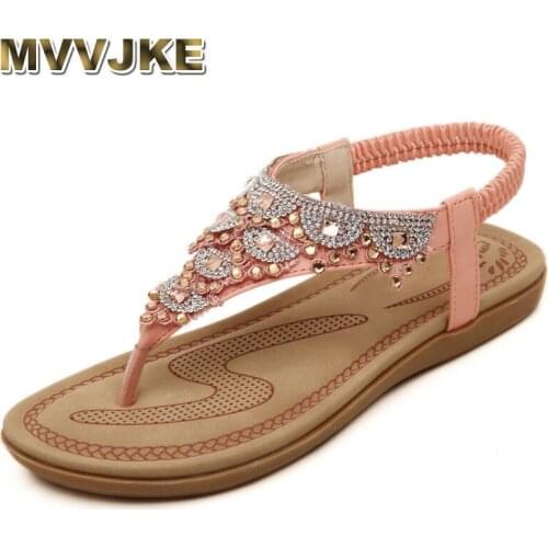 MVVJKE 2018 Summer New Womens Sandals Ankle Strap Pink White Party Shoes Beach Sandals Bohemia Women Casual Shoes Flats