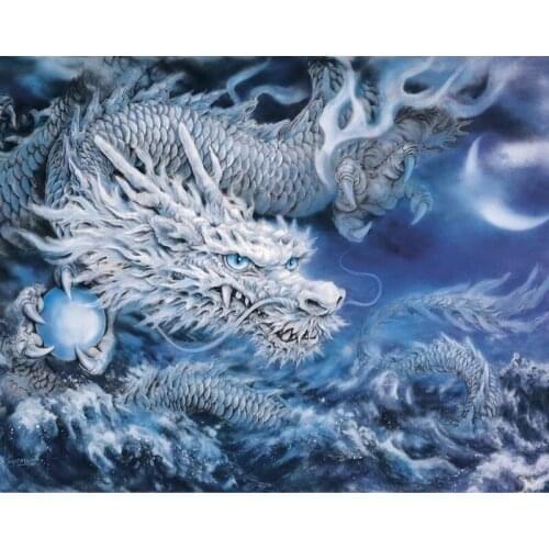 DIY Digital Painting By Numbers ice dragon oil painting mural Kits Coloring Wall Art Picture Gift frameless