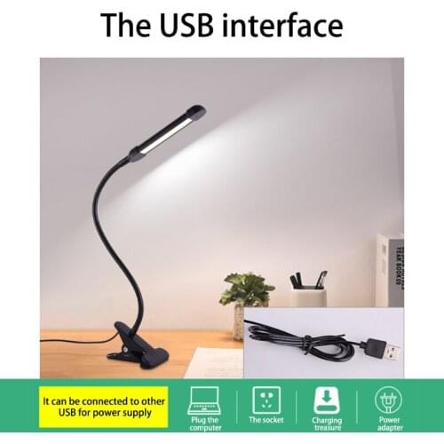 6W Clip on Light Desk Lamp Eye Protection Reading Lamps 3 Color Changeable LED USB Night Clip on for Bed Headboard Retailsale