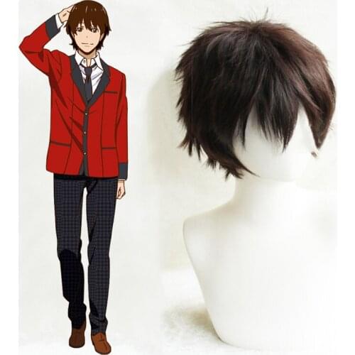 Anime comic Kakegurui Cosplay Wigs Suzui ryota Cosplay Wig Heat Resistant Synthetic Hairs Brown Shorts Straight Hairpiece Men