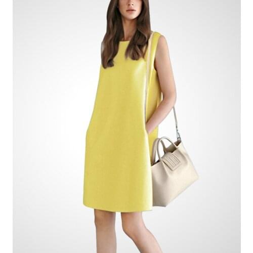 Dresses for Women 2021 Sleeveless Round Neck Solid Color Splicing Big Swing Beach Dress vestido Dress B178