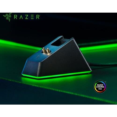 Razer Mouse Charging Dock Chroma: Magnetic Dock with Charge Status Chrome RGB Lighting - Anti-Slip Gecko Feet