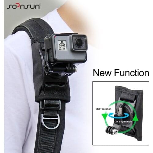 SOONSUN 360 Degree Rotation Adjustable Backpack Shoulder Strap Belt Mount for GoPro Hero 9 8 7 6 5 for DJI Osmo Action Accessory