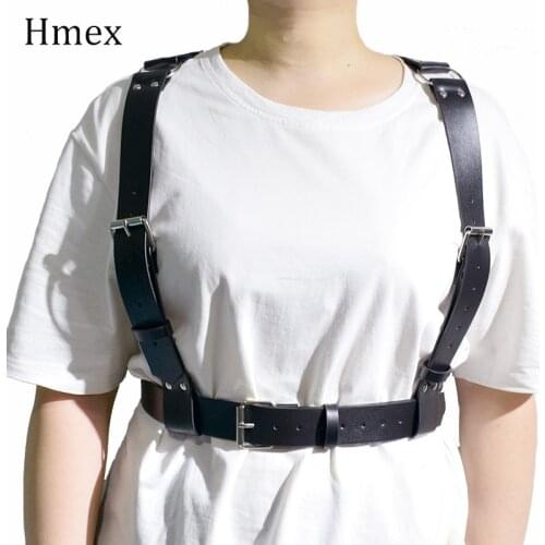 Sexy Pu Leather Wide Belts For Women Body Bondage Cage Fashion Punk Female Sculpting Harness Waist Belt large size Suspenders