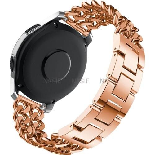 20 22mm Band for Samsung Galaxy Watch 4 44/40mm Classic 46/42mm Cowboy Chain Metal Strap for Galaxy Watch 3 45mm 46mm Watchband