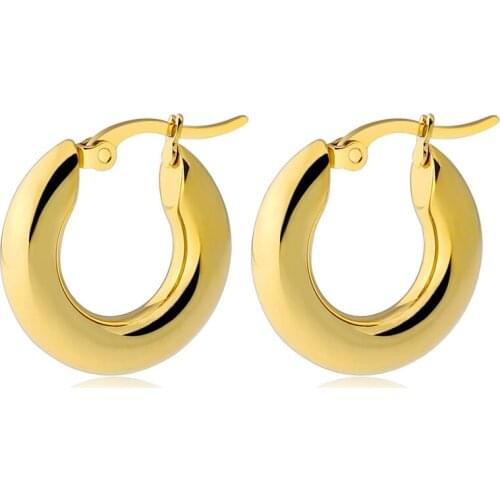 AsJerlya Silver Gold Color Circle Creole Earrings, Stainless Steel Big Round Wives Hoop Earrings Gifts For Women