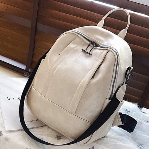 Female Student Schoolbag Anti-Theft Soft Leather Bagpack Luxury Brand Schoolbag Large Capacity Travel Backpack