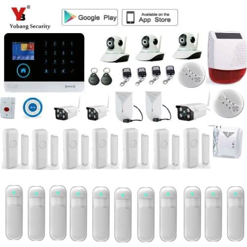 Yobang Security WIFI home alarm system 4G GSM GPRS Menu operating APP multi-language remote control RFID card support 3G SIM