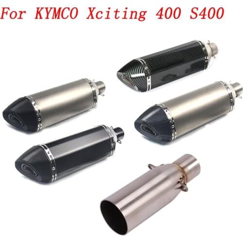 Slip On Motorcycle Exhaust Mid Connect Pipe And Muffler Stainless Steel Exhaust System For KYMCO Xciting 400 S400 All Years