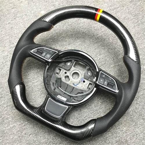 Replacement Real Carbon Fiber Steering Wheel with Leather for Audi A3 A4 A5 A6 A7