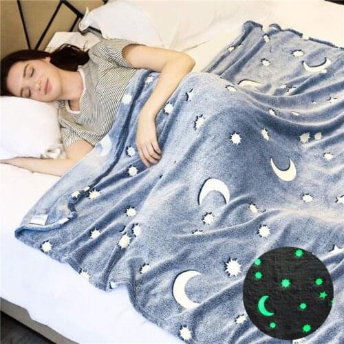 Luminous Warm Flannel Blankets Night Fluorescent Geometric Print Sheet Sofa Throw Bedspread Childrens Siesta Leisure Coverings