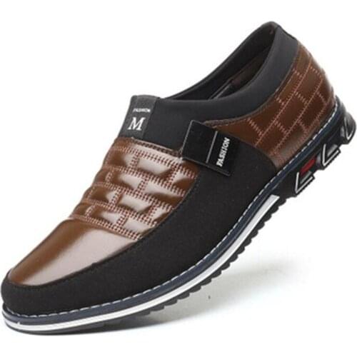 Size 38-48 Fashion Leather Mens Casual Shoes Luxury Brand Mens Loafers Flats Breathable Slip on Black Driving Shoes Moccasins