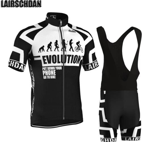 Lairschdan Funny Men Cycling Jersey Evolution Bicycle Short Sleeve MTB Bike Set Breathable 9D Gel Pad Equipacion Ciclismo Hombre