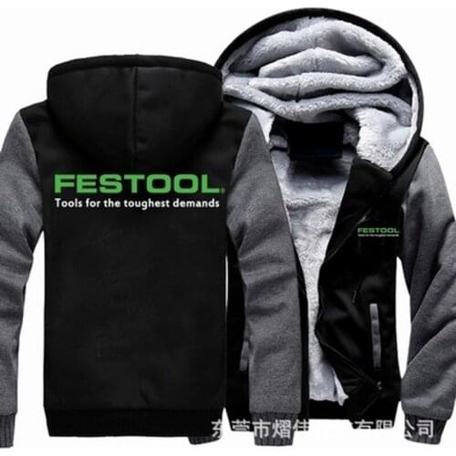 Winter Hoodies Men for Festool Tools Jacket Thicken Warm Fleece cotton Zipper Raglan Coat Male Tracksuits P