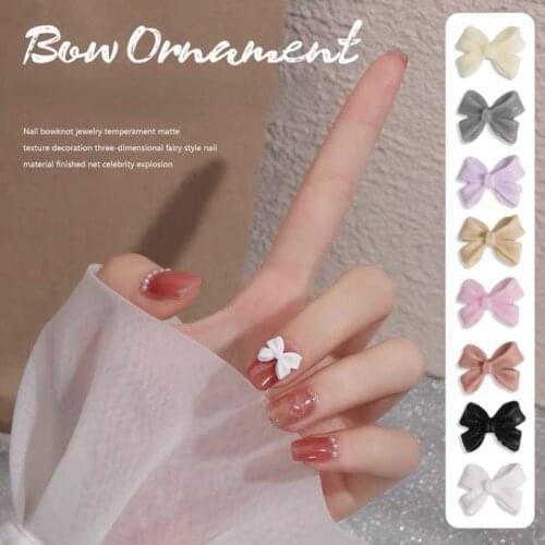 1 Pack 3D Cute Aurora Bear/Bow Ties/Skirt/White Flowers Acrylic Nail Art Decorations For Nails Glitter DIY Manicure Accessories
