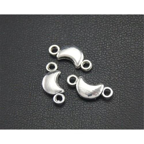 100pcs Silver Color Moon Connector DIY Necklace Bracelet Bangle Findings 4X12mm A1701