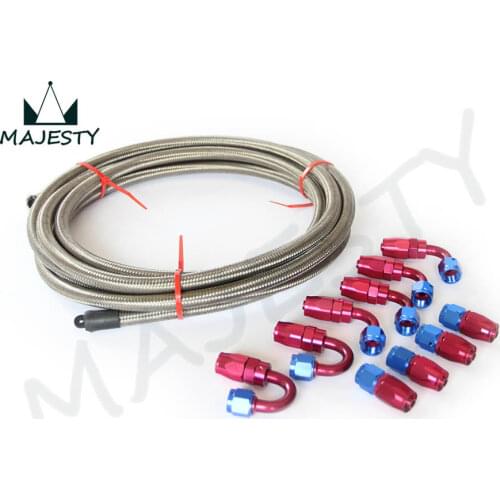 AN12 Stainless Steel Braided Hose AN 12 AN + Fitting Hose End Adaptor KIT