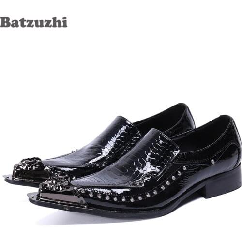 Batzuzhi Italian Type Shoes Men Handmade Black Leather Business Dress Shoes Formal Leather Shoes Men Zapatos Hombre! Big Size 12