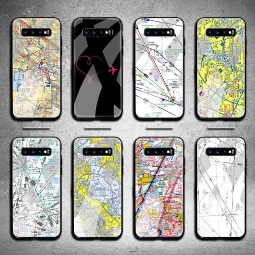 Aviation Chart Phone Case Tempered Glass For Samsung S20 Plus S7 S8 S9 S10 Plus Note 8 9 10 Plus