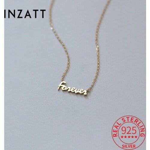 INZATT Real 925 Sterling Silver Letter Forever Choker 14K Gold Necklace For Fashion Women Cute Fine Jewelry Drop Shipping