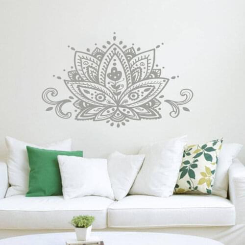 Lotus Flower Wall Decal Namaste Mandala Wall Sticker Boho Bohemian Home Decor Indian Pattern Yoga Studio Wall Art Mural AY1314