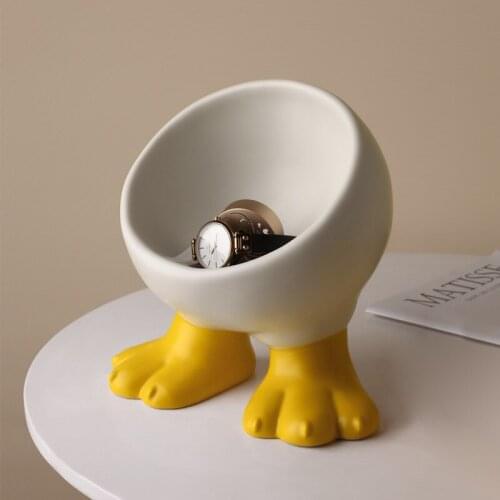 Nordic Style Home Decoration Silver Yellow Cute Duck Feet Storage Box Candy Snack Key Storage Tray Plate TV Cabinet Decors