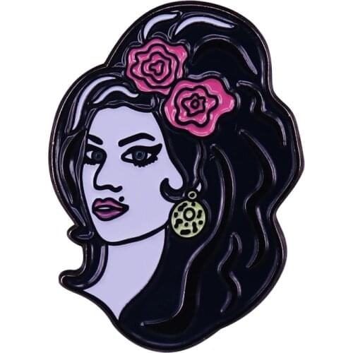 Amy Winehouse Art Enamel Pin Celebrity Musician Kitsch Flair Addition