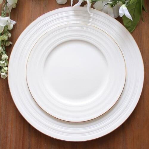 European Korean Phnom Penh tableware set pure white steak tray Western-style dish porcelain plate Bone China high grade gif