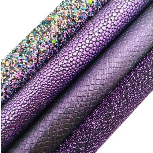 PURPLE Glitter Fabric, Lace Glitter Leather, Synthetic Leather Fabric Sheets, Velvet For Bow A4 21x29CM Twinkling Ming XM726