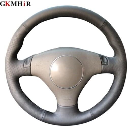 GKMHiR Black Steering Cover Hand-Stitched Artificial Leather Car Steering Wheel Cover for Audi A4 2000-2005 Audi A6 2000-2004