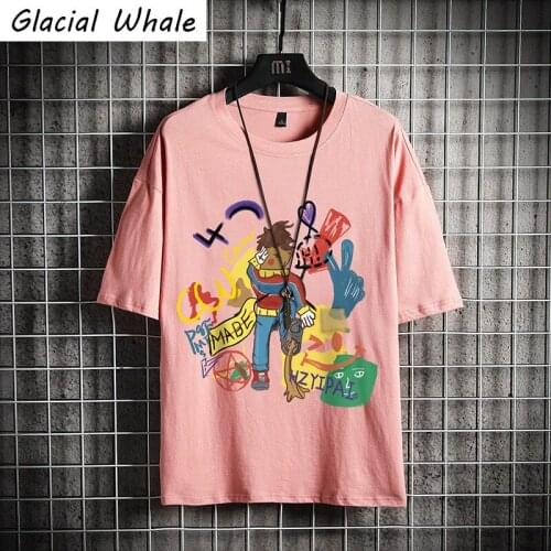 GlacialWhale Mens T-shirt Men 2021 Summer Tops Hip Hop Print T-shirts Male Streetwear Harajuku Oversized Casual T Shirt For Men