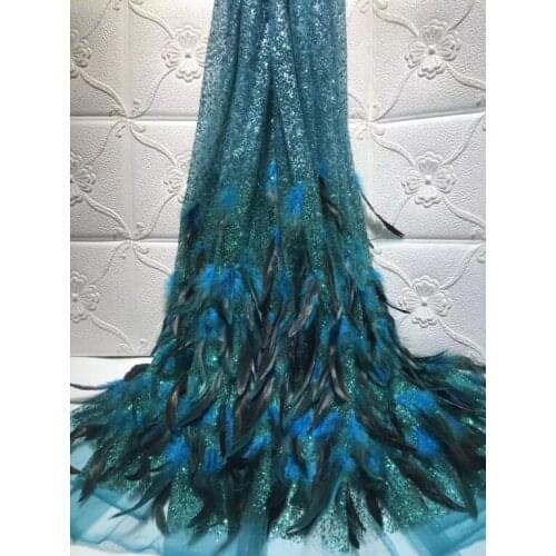 Good Quality J-117812 African French Lace Fabric With feather on sale Nigerian Lace Fabric For Wedding 5 yard